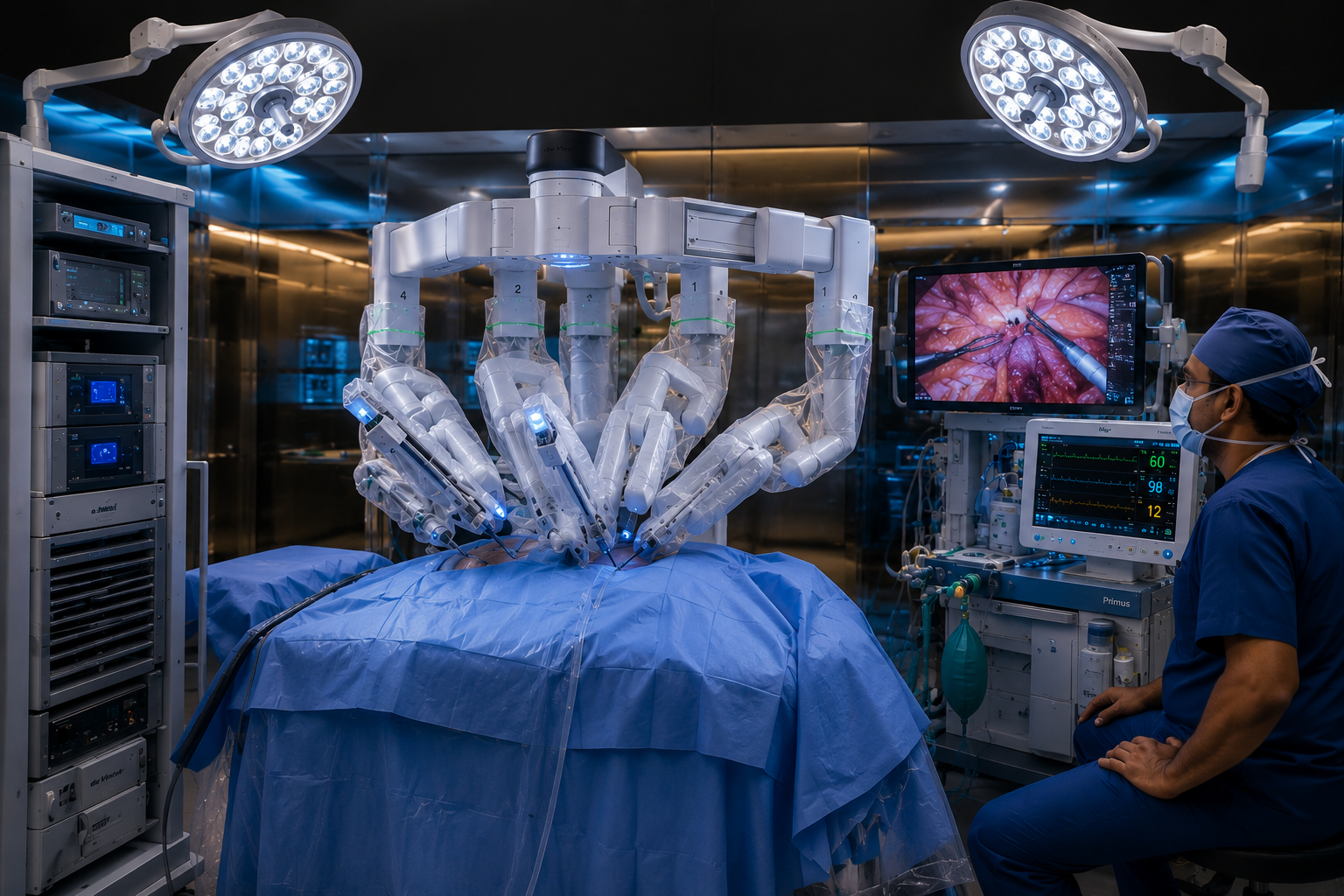 Da Vinci Xi patient cart with four robotic arms